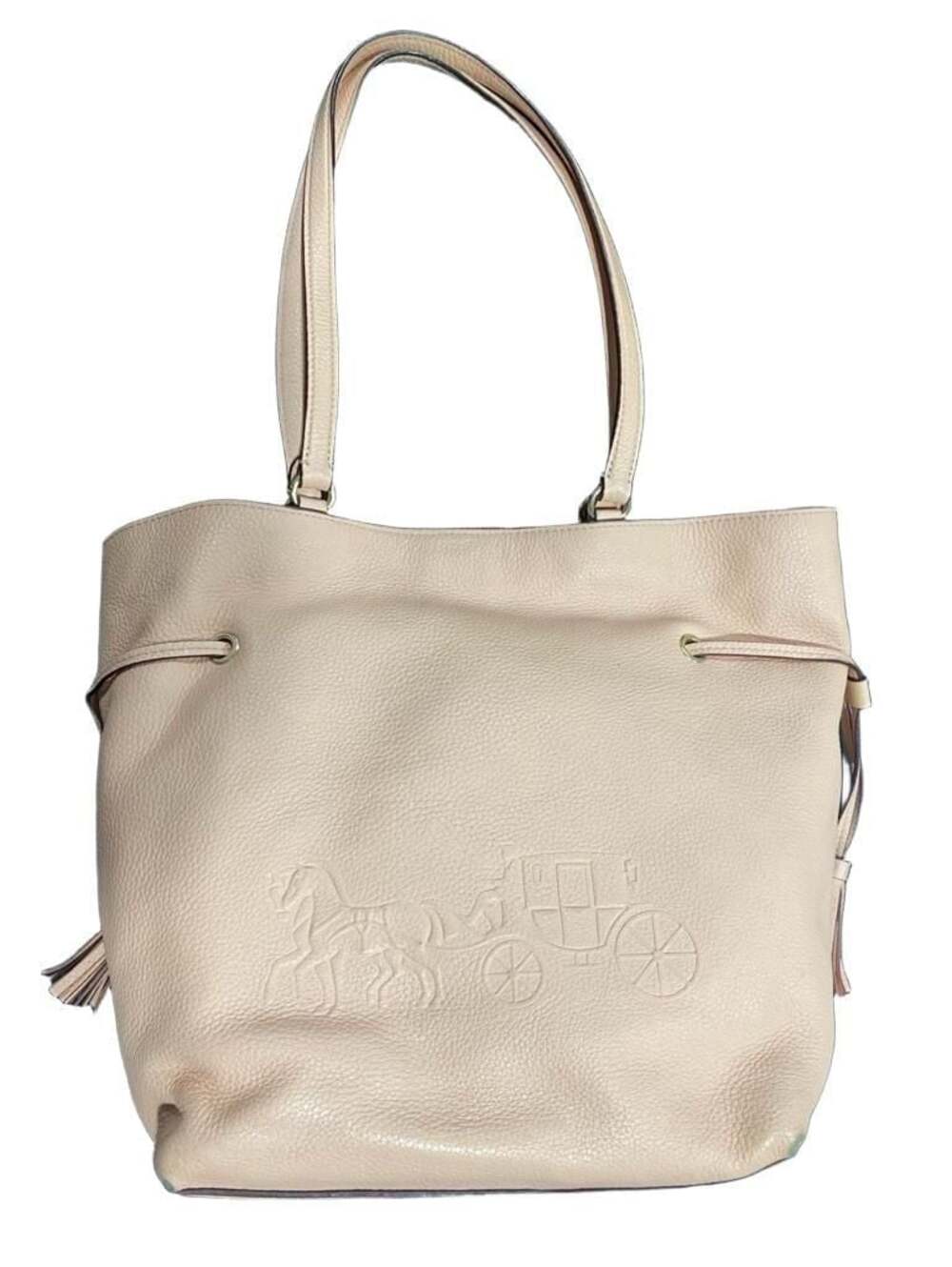 Coach Andy Tote With Horse And Carriage CA200 Soft Pebbled Leather Blush Pink Sh